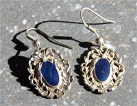 Silver With Blue Stone Earrings