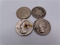 (4) SIlver Quarters w/ an 1895 Barber (loose)