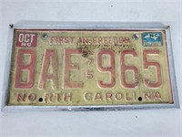 Vintage First In Freedom NC license plate