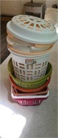 Eight assorted laundry hampers/baskets