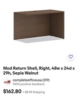 Mod Return Shell, Right, 48w x 24d x 29h, Sepia Wa