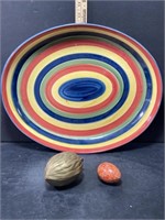 Vintage Swirl Serving Platter, Brass Walnut