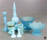 Opaque Blue Glass Vases + / 8 pc