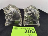 Clear Horse Head Bookends (2)