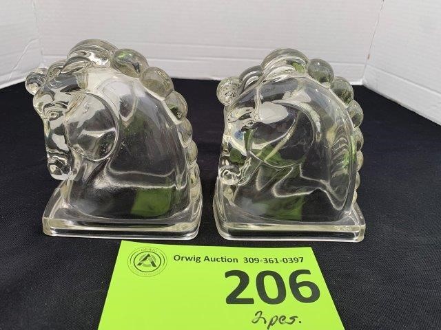 Clear Horse Head Bookends (2)