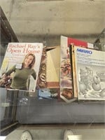 Showcase lot of vintage cookbooks as shown.