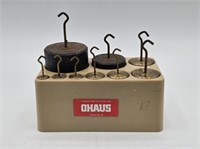 STE OF OHAUS BRASS & CAST IRON SCALE WEIGHTS