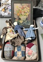 Misc country items/dolls/eggs/print