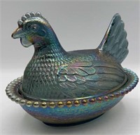 Carnival Glass Hen on The Nest