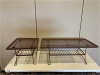 MCM Brown Iron Patio Tables (2)
