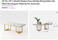 Markhi Marble Dining Table with White Rectangular
