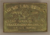 Trunk Line Bridge #196 Metal Plaque