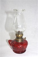 Vintage ruby glass oil lamp
