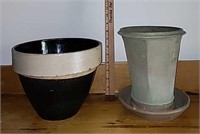 Stoneware pot, Stoneware Vase with separate bottom