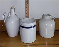 2 Stoneware Jugs, 1 stoneware pot