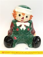 Christmas Raggedy Andy cookie jar by Sakura, 1998