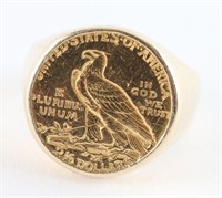 Indian Head 2 1/2 Dollar Gold Coin Ring
