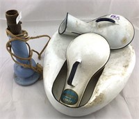 Lot of enamel hospital bed pans urinals and old