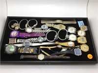 TRAY OF WATCHES - GRUEN, MENDYF, TIMEX & MORE