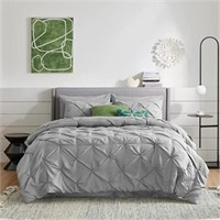 Bedsure King Size Comforters Set Grey Pintuck