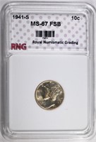 1941-S MERCURY DIME RNG SUPERB GEM FSB