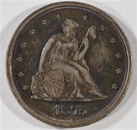 1875-S TWENTY CENT, AU/UNC GREAT COLORS!!