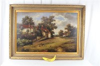 Large Artist Signed Countryside Oil Painting