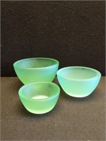 Frosted Green Glass Condiment Bowls