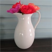 Pitcher With Faux Flowers
