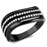 Black Ion Plated .44ct White Sapphire Curvy Ring