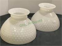 Matching pair of milk glass hobnail glass shades