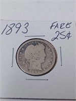 1893 Barber Quarter