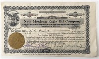 1926 New Mexican Eagle Oil Company Signed Stock Sh