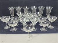 20pc. vintage etched Fostoria sherbet glasses