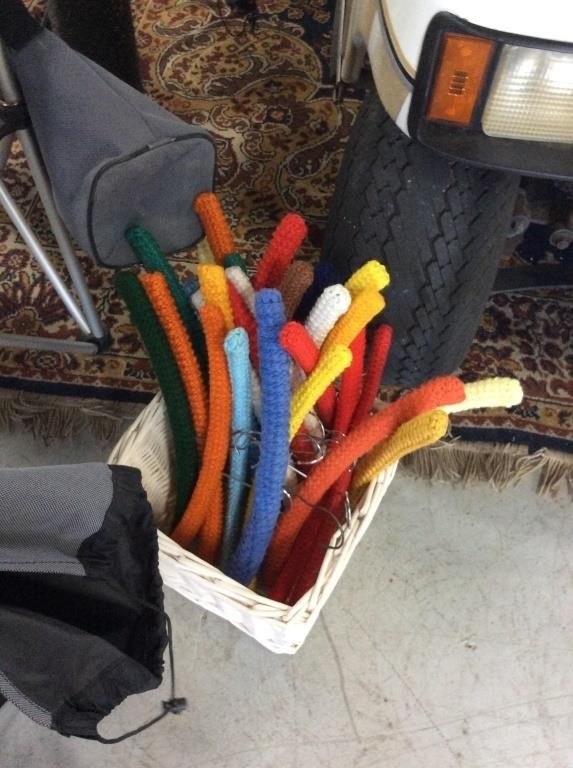 Basket of crocheted hangers