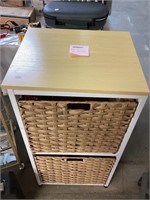 Storage cabinet with wicker bins**