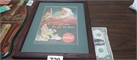 1952 COCA COLA PRINT CHRISTMAS AD FRAMED