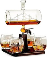 Whiskey Decanter with Antique Ship - The Wine Sava