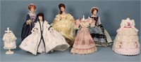 7pc. Victorian Lady Dolls + Dresses