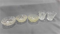 Clear Glass Vintage Berry Bowls & (2) Custard