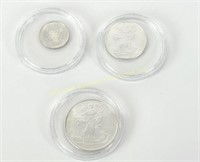 3 GOLDEN STATE MINT FRACTIONAL .999 SILVER COINS