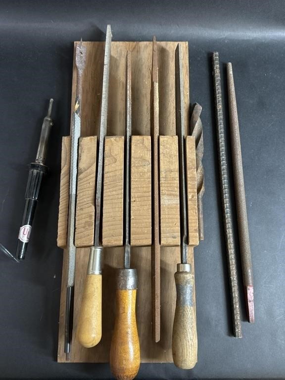 Wood Tool Organizer with Files, Drill Bits, & More