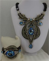 Heidi Daus Blue & White Necklace-Bracelet Set