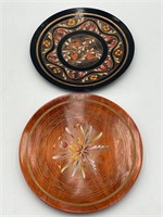 Pair Of Handmade Decorative Wooden Plates