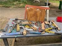 Wood Box and assorted tool contents