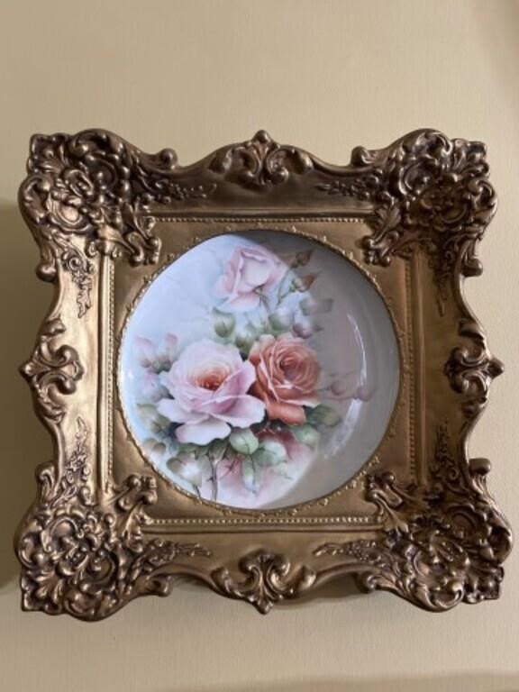 Pair of Hand Painted Ornate Framed German Plates