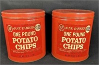 Two Jane Parker Potato Chip Tins