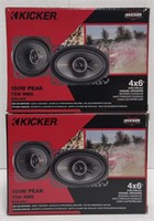 Kicker 4x6" 150 W Peak, 4 ohm Coaxial Speakers w/