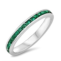 Sterling Silver Emerald Band Sz 5