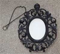 Cast Iron Hanging Oval 11.5: Long Mirror w/ Chain